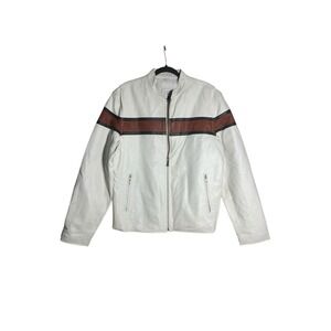 Wilsons Leather M.Julian Motorcycle Jacket Leather White/Black/Brown Large